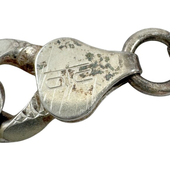 Silverite Bracelet Sterling Silver Flat Cuban Curb Chain Vintage 1970s Italy - Picture 4 of 7